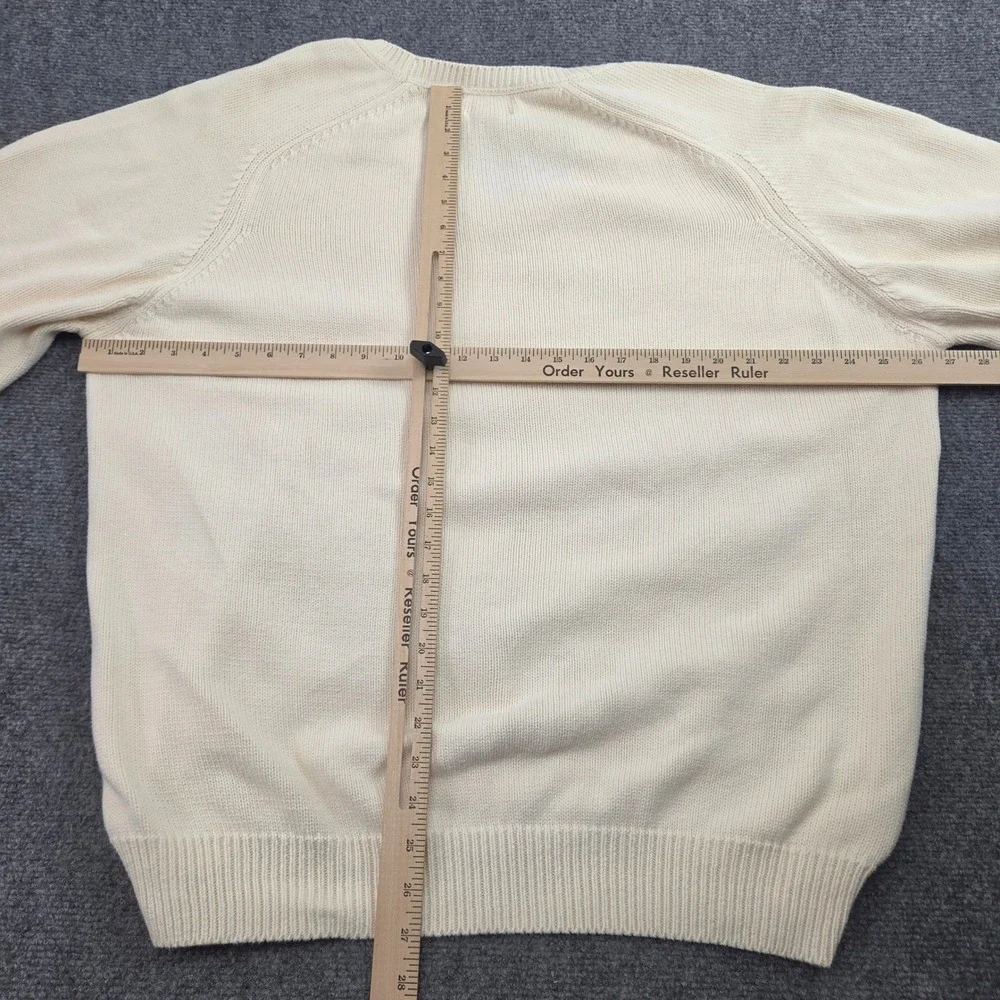 Vintage Lands End Drifter Sweater Mens XL Tall Cream VNeck Shaker Knit USA Made